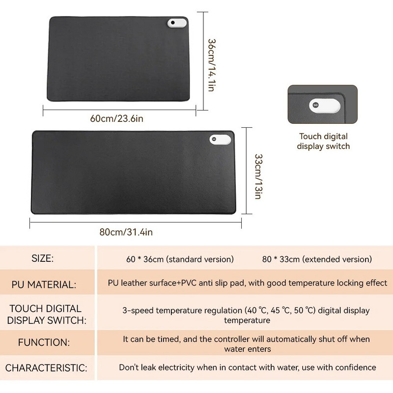 Pažangus šildomas elektrinis šildymo kilimėlis Biuro darbalaukio pelės kilimėlio šildymas vandeniui atsparus kompiuterio stalas klaviatūra Žiemos gaminiai