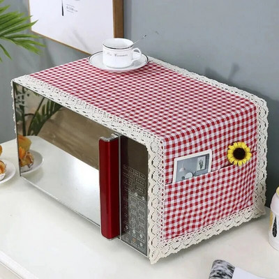 Microwave Oven Dust Cover Oil-proof Printed Cloth Breathable Kitchen Protection Microwave Oven Dust Cover With Storage Bag