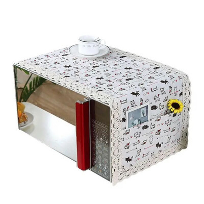 Mikroviļņu krāsns putekļu vāks Eļļas necaurlaidīgs apdrukāts audums, elpojošs virtuves aizsardzība Mikroviļņu krāsns putekļu vāks ar uzglabāšanas maisiņu