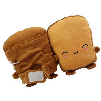 Сладки нагреваеми ръкавици Panda, форма на тост, USB нагревател за ръце, топли, половин пръст, зимни, офис, коледен подарък, нови