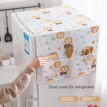 Практичен капак за прах за хладилник с джобни двустранни висящи чанти за съхранение Домакински нетъкан плат Калъфи за микровълнова фурна