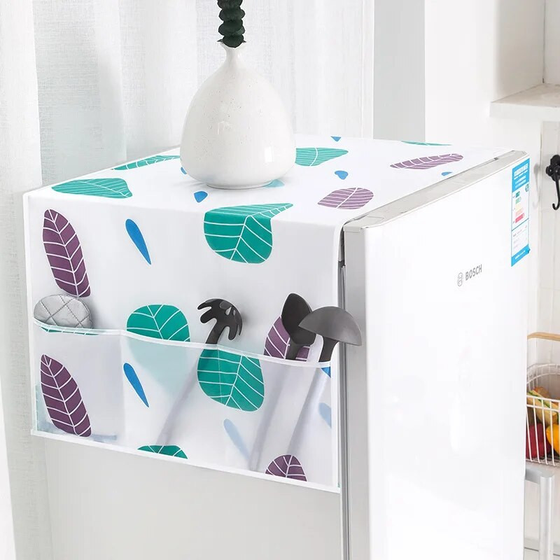 Vandeniui atsparus šaldytuvo dangtis nuo dulkių PEVA šaldytuvo dangčio audinys skalbimo mašinos dulkėms atsparus audinys su laikymo maišeliu namų įrankis