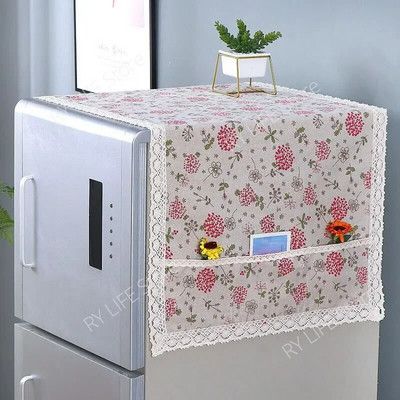 Huse de praf din bumbac, 55x130cm, huse pentru frigider, dantelă, mașină de spălat, prosop rezistentă la praf, pânză pentru frigider, protecție pentru frigider
