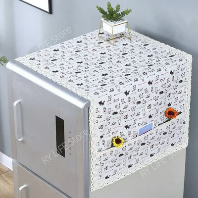 Huse de praf din bumbac, 55x130cm, huse pentru frigider, dantelă, mașină de spălat, prosop rezistentă la praf, pânză pentru frigider, protecție pentru frigider