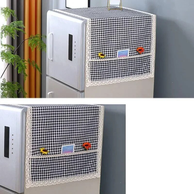 55x130 cm medvilniniai lininiai dangteliai nuo dulkių šaldytuvo dangtelis nėriniai skalbimo mašina rankšluostis dulkėms atsparus šaldytuvo audinys šaldytuvo apsauga