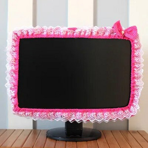 Nėrinių audinio kompiuterio rėmo dangtelis Monitoriaus ekrano apsauginis dangtelis nuo dulkių su elastiniu rašiklio kišeniniu lankeliu namų dekoracijomis