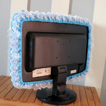 Дантелен плат Капак на рамката на компютъра Екран на монитора Прахозащитно покритие с еластичен джоб за писалка Лък Декорации за дома