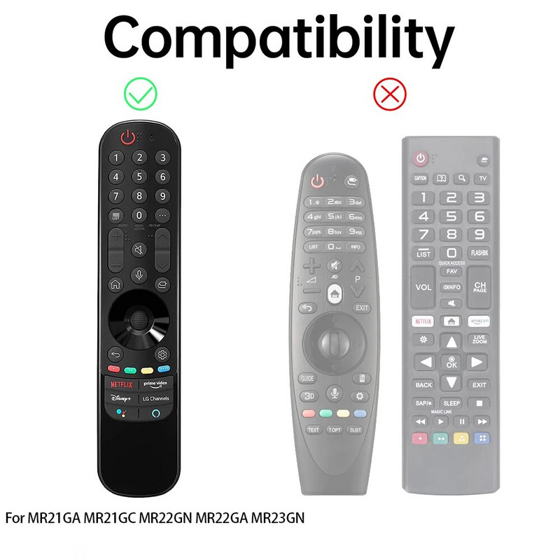 Silikoonist kaugjuhtimisümbris, mis ühildub LG MR21GA MR21GC MR22GN MR22GA MR23GN, ühildub LG QNED Smart TV Magic kaugjuhtimispuldiga
