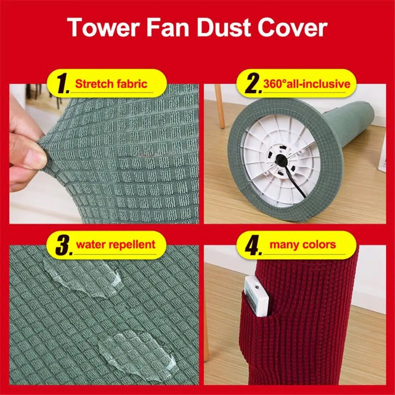 Tolmukaitse kaitsekattega põrandaventilaatori tolmutornventilaator kodu jaoks kõikehõlmav elastne põrandaventilaatori tolmukate määrdumisevastane hoiukott