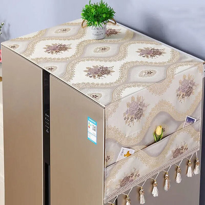 Šaldytuvo apsauginis gaubtas nuo dulkių su laikymo maišeliu Dekoratyvinis dviejų / viendurių šaldytuvo kutų dangtelis Buitinės spintelės apsauginis dangtelis