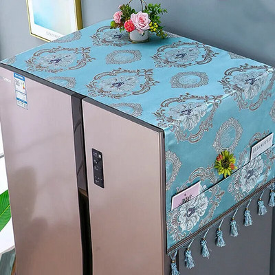 Šaldytuvo apsauginis gaubtas nuo dulkių su laikymo maišeliu Dekoratyvinis dviejų / viendurių šaldytuvo kutų dangtelis Buitinės spintelės apsauginis dangtelis