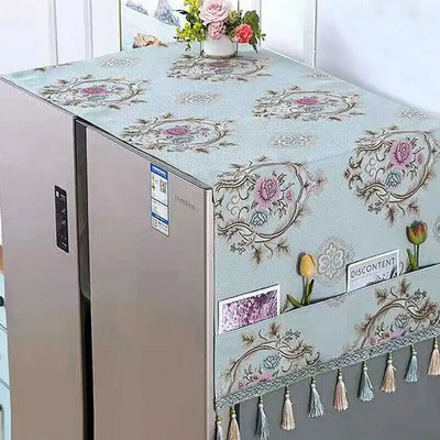 Šaldytuvo apsauginis gaubtas nuo dulkių su laikymo maišeliu Dekoratyvinis dviejų / viendurių šaldytuvo kutų dangtelis Buitinės spintelės apsauginis dangtelis