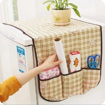 Washing Machine Cover Fridge Dust Cover Cotton Linen Refrigerator Organizer Dust Covers Home Cleaning Home