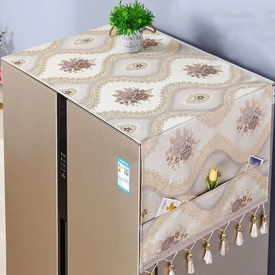 Šaldytuvo apsauginis gaubtas nuo dulkių su laikymo maišeliu Dekoratyvinis dviejų / viendurių šaldytuvo kutų dangtelis Buitinės spintelės apsauginis dangtelis