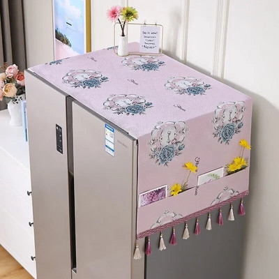 Šaldytuvo apsauginis gaubtas nuo dulkių su laikymo maišeliu Dekoratyvinis dviejų / viendurių šaldytuvo kutų dangtelis Buitinės spintelės apsauginis dangtelis