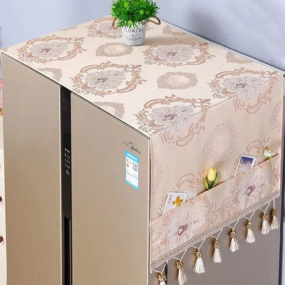 Šaldytuvo apsauginis gaubtas nuo dulkių su laikymo maišeliu Dekoratyvinis dviejų / viendurių šaldytuvo kutų dangtelis Buitinės spintelės apsauginis dangtelis