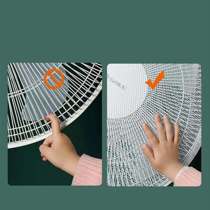 Apvalus elektrinis ventiliatorius, apsaugantis nuo suspaudimo pirštų apsauga, apsauginis dangtelis, apsauginis tinklelis, skirtas ventiliatoriaus apsaugai nuo dulkių, vaikų apsauginis tinklelis