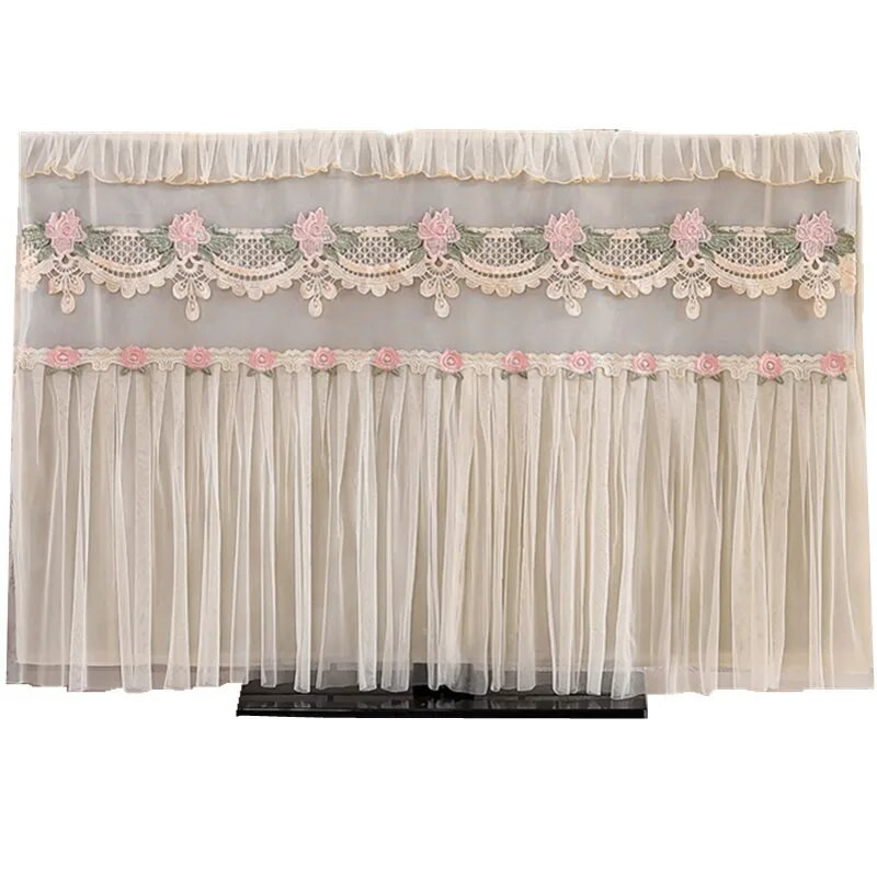 Dulkėms atsparus LCD televizoriaus dangtelis nėrinių siuvinėjimo verpalai 32" 36" 40" 46" 50" 55" 60" 65" televizoriaus ekrano apsauga, montuojama ant sienos