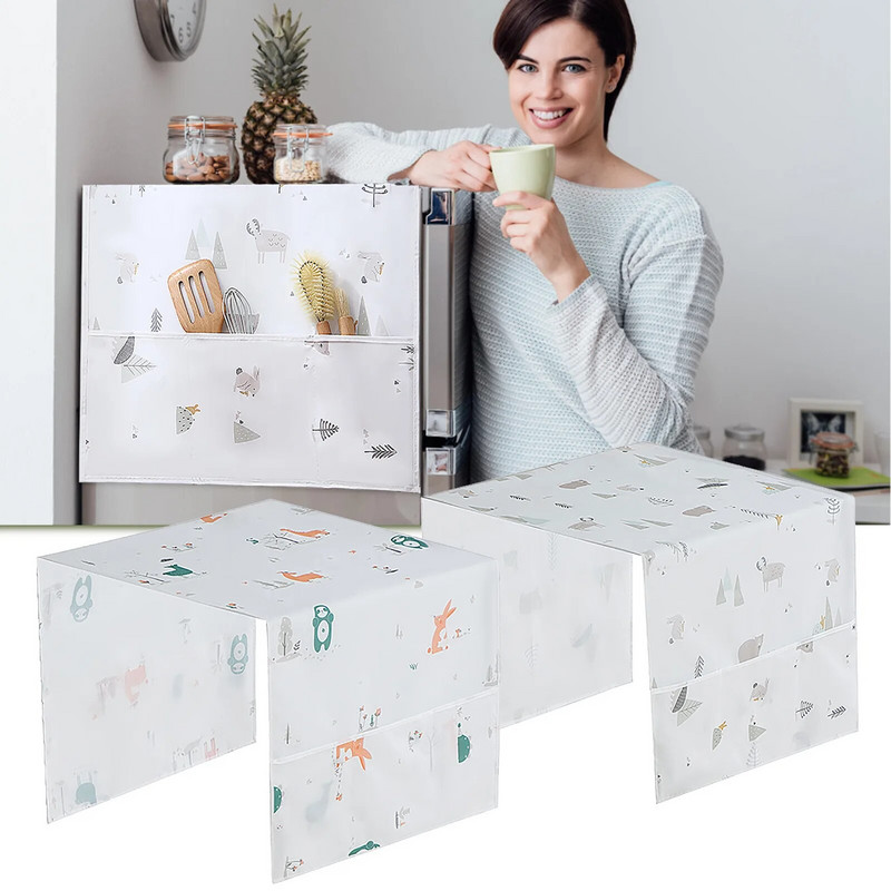 Creative PEVA šaldytuvas pakabinamas maišelis Virtuvė vandeniui atsparus dulkėms dangtelis Kabantis mikrobangų krosnelė Namų apyvokos daiktų laikymo krepšiai