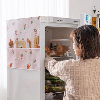 Калъф за хладилник PEVA Калъф за домакински хладилник Прахоустойчива водоустойчива безмаслена покривка с джоб за съхранение за домашна кухня