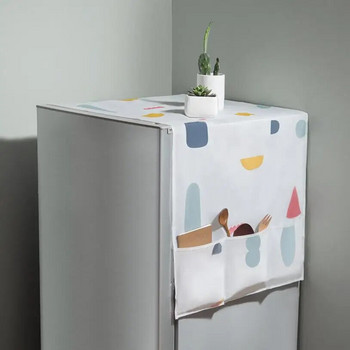 Геометрична кърпа за хладилник с една врата Хладилник против прах Пасторална двойна отворена кърпа Капак за перална машина Кърпа 1 бр.