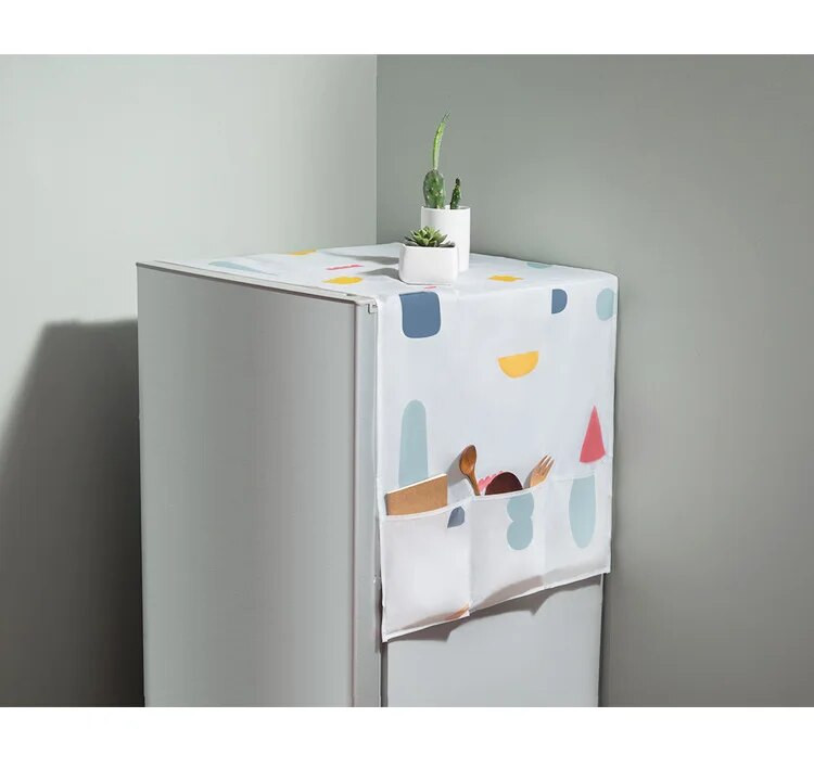 Geometrinis šaldytuvo audinys, vienduris šaldytuvas nuo dulkių Pastoralinis dvigubas atviras rankšluosčių skalbimo mašinos rankšluostis 1vnt.