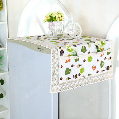 Husă pentru frigider din bumbac, in, 55x120 cm, dantelă, rezistentă la praf, pentru mașină de spălat, prosop, pânză pentru frigider, huse de protecție împotriva prafului