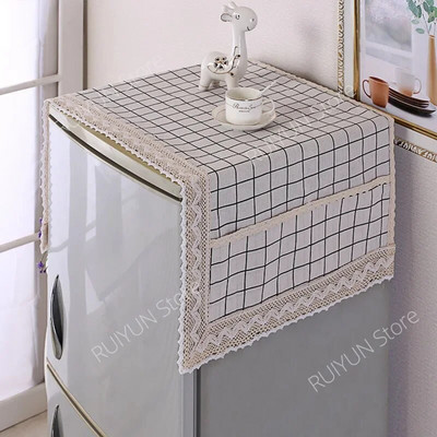 Husă pentru frigider din bumbac, in, 55x120 cm, dantelă, rezistentă la praf, pentru mașină de spălat, prosop, pânză pentru frigider, huse de protecție împotriva prafului