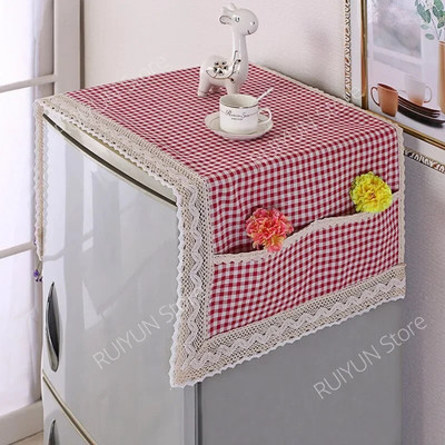 Husă pentru frigider din bumbac, in, 55x120 cm, dantelă, rezistentă la praf, pentru mașină de spălat, prosop, pânză pentru frigider, huse de protecție împotriva prafului