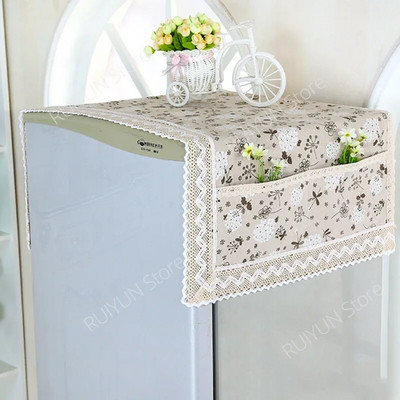 Husă pentru frigider din bumbac, in, 55x120 cm, dantelă, rezistentă la praf, pentru mașină de spălat, prosop, pânză pentru frigider, huse de protecție împotriva prafului