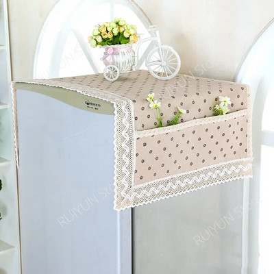 Husă pentru frigider din bumbac, in, 55x120 cm, dantelă, rezistentă la praf, pentru mașină de spălat, prosop, pânză pentru frigider, huse de protecție împotriva prafului
