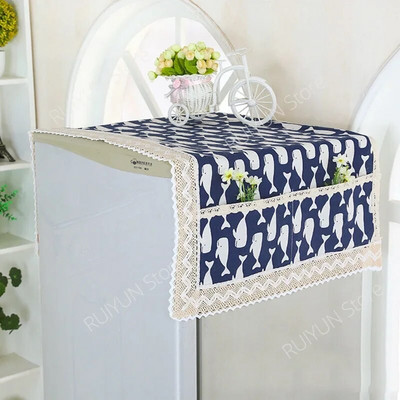 Husă pentru frigider din bumbac, in, 55x120 cm, dantelă, rezistentă la praf, pentru mașină de spălat, prosop, pânză pentru frigider, huse de protecție împotriva prafului