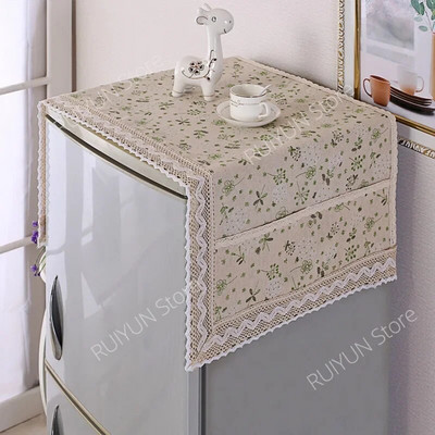 Husă pentru frigider din bumbac, in, 55x120 cm, dantelă, rezistentă la praf, pentru mașină de spălat, prosop, pânză pentru frigider, huse de protecție împotriva prafului