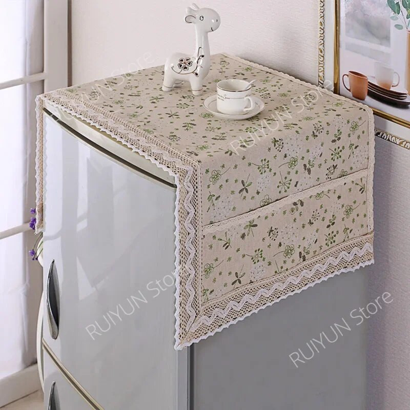 Pamučna lanena navlaka za hladnjak 55x120cm Čipka otporna na prašinu Navlaka za perilicu rublja Ručnik Zaštitna tkanina za hladnjak Navlake za prašinu