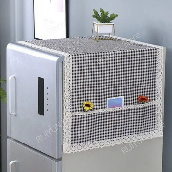 55x130cm Κάλυμμα Ψυγείου Δαντέλα Πλυντήριο ρούχων Πετσέτα Βαμβακερά λινό καλύμματα σκόνης Προστασία ψυγείου Ανθεκτικό στη σκόνη Πανί ψυγείου