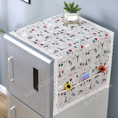 55x130 cm šaldytuvo dangtis nėriniai Skalbimo mašina Rankšluostis Medvilninis Lininis Apsauginis dangtelis nuo dulkių Šaldytuvo apsauga Dulkėms atsparus šaldytuvo audinys