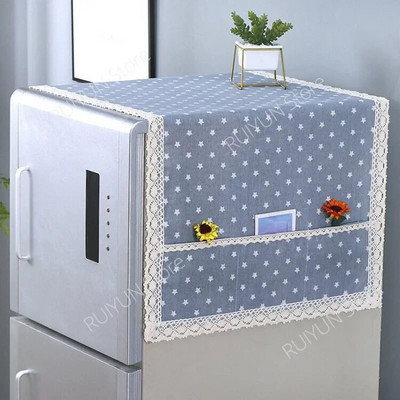 55x130 cm šaldytuvo dangtis nėriniai Skalbimo mašina Rankšluostis Medvilninis Lininis Apsauginis dangtelis nuo dulkių Šaldytuvo apsauga Dulkėms atsparus šaldytuvo audinys