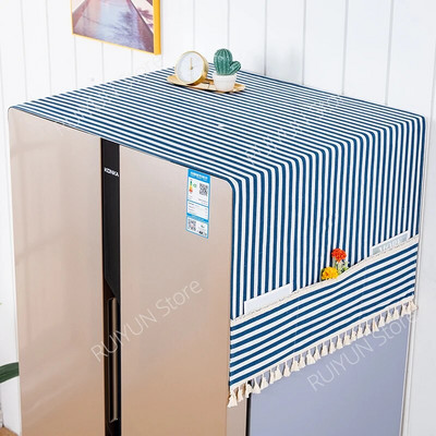 Stripe šaldytuvo dulkių dangtelis su kišene 70x170 cm dulkėms atsparus šaldytuvo rankšluostis su kutais skalbimo mašinos dangtelio organizatorius