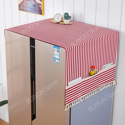 Stripe šaldytuvo dulkių dangtelis su kišene 70x170 cm dulkėms atsparus šaldytuvo rankšluostis su kutais skalbimo mašinos dangtelio organizatorius