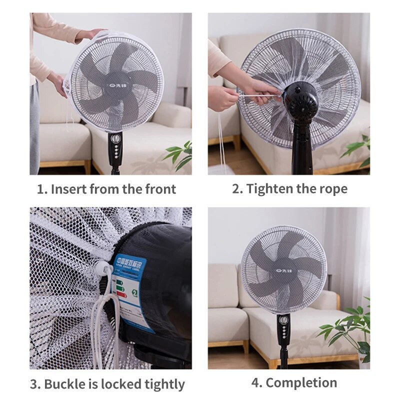 Nėrinių elektrinis ventiliatoriaus dangtelis Viskas įskaičiuota Apvalus dulkėms atsparus dangtelis Apsauginis tinklelis kūdikių pirštų apsaugai 선풍기 커버