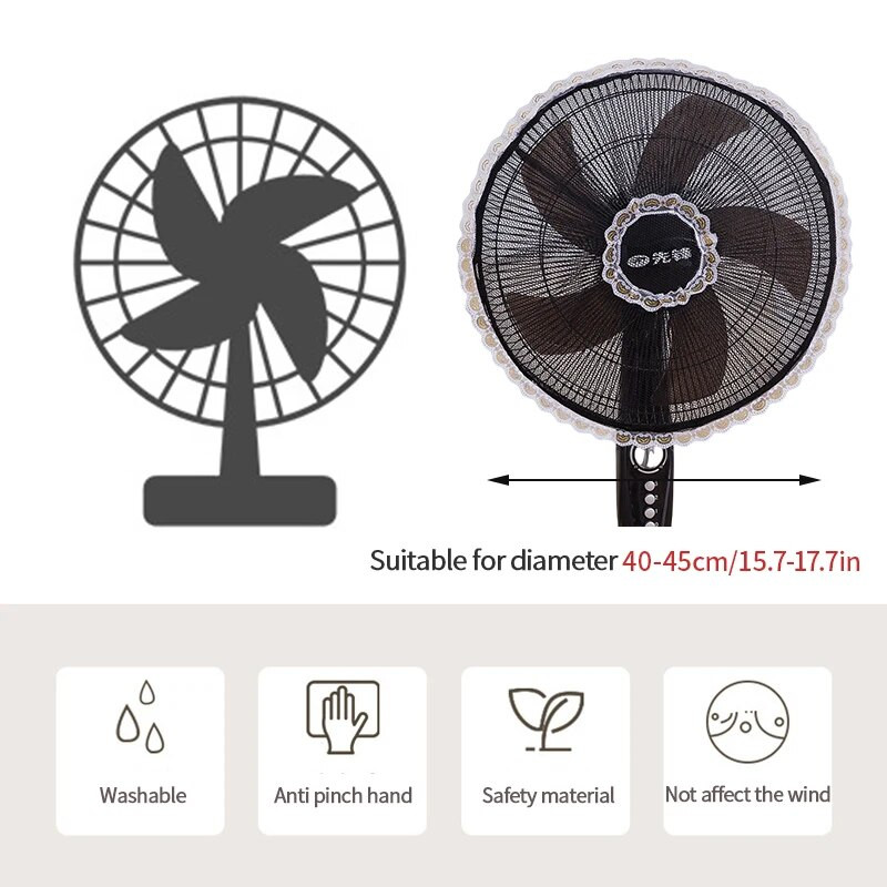 Nėrinių elektrinis ventiliatoriaus dangtelis Viskas įskaičiuota Apvalus dulkėms atsparus dangtelis Apsauginis tinklelis kūdikių pirštų apsaugai 선풍기 커버