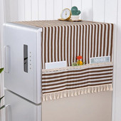 70x170 cm dryžuotas šaldytuvo dulkių dangtelis Dvigubas atviras dulkėms atsparus šaldytuvo laikymo organizatorius skalbimo mašinos dangtelis su kišene