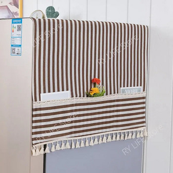 70x170cm райе прахоуловител за хладилник Двойно отворен прахоустойчив органайзер за съхранение на хладилник Капак за пералня с джоб