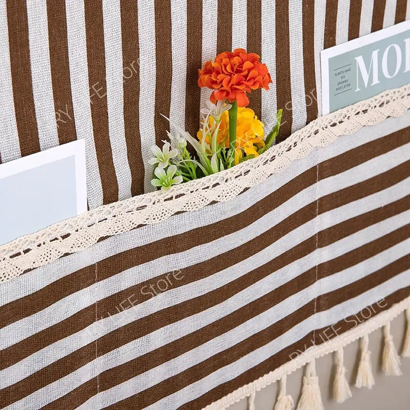 70x170 cm dryžuotas šaldytuvo dulkių dangtelis Dvigubas atviras dulkėms atsparus šaldytuvo laikymo organizatorius skalbimo mašinos dangtelis su kišene