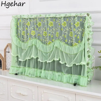 Household LCD TV Dust-proof Covers Floral Lace Breathable Protector Decorative Dust Cover Computer Universal  Portable Durable