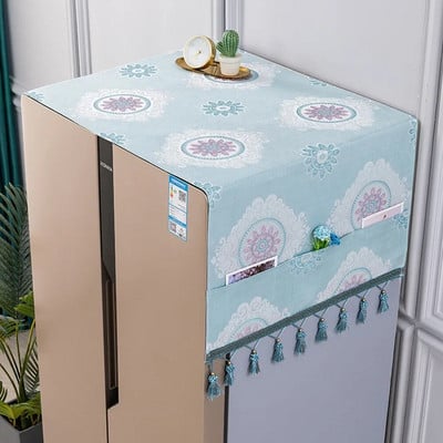 67x170cm Refrigerator Cover Fridge Coat Double-Opening Refrigerator Washing Machine Towel Fridge Dustproof Cover with Tassels
