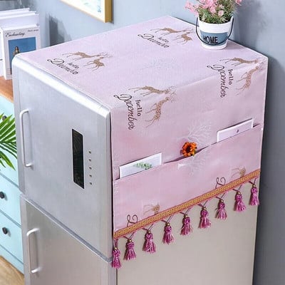 67x170cm Double-Opening Refrigerator Cover with Tassels Dustproof Cover Fridge Coat Refrigerator Washing Machine Towel