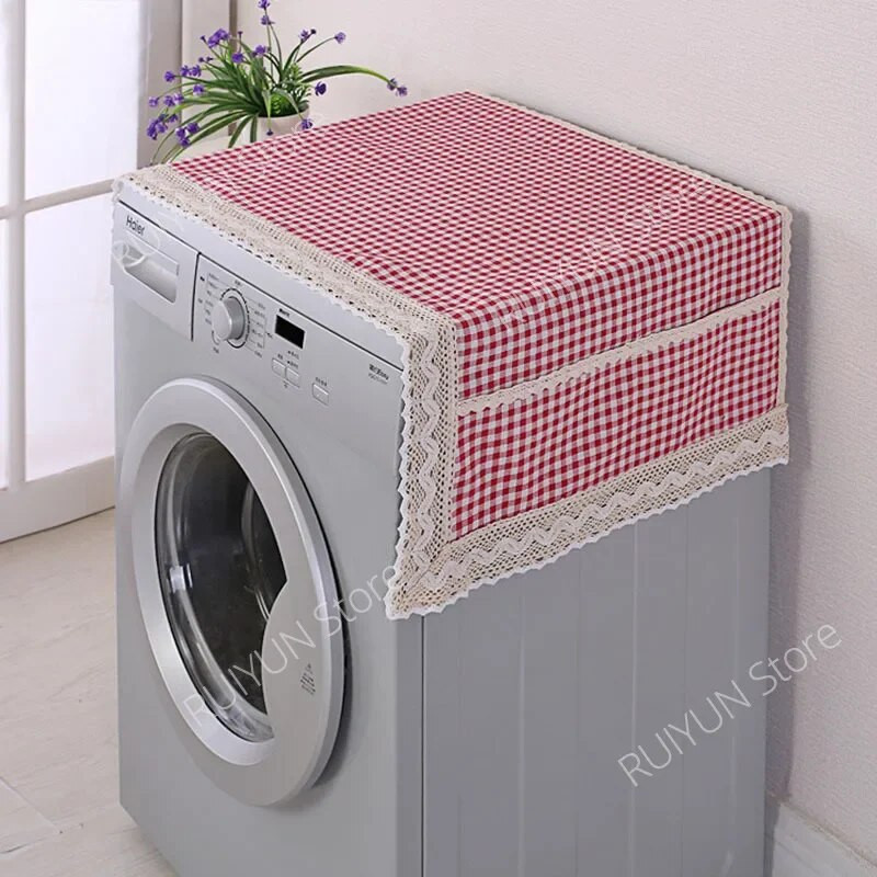 Ψυγείο Πανί Δαντέλα Κάλυμμα Ψυγείου από τη σκόνη 70x170cm Κάλυμμα Ψυγείου Σκόνης με Κάλυμμα Πλυντηρίου Τσέπης Τσάντα αποθήκευσης