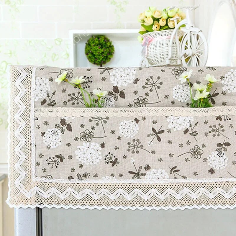 Ψυγείο Πανί Δαντέλα Κάλυμμα Ψυγείου από τη σκόνη 70x170cm Κάλυμμα Ψυγείου Σκόνης με Κάλυμμα Πλυντηρίου Τσέπης Τσάντα αποθήκευσης