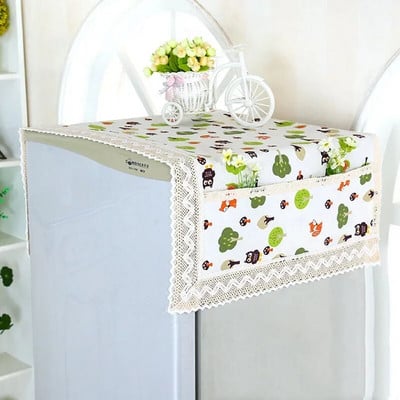 70x170cm Refrigerator Dust Cover with Pocket Storage Bag Washing Machine Cover Refrigerator Cloth Lace Fridge Dust Proof Cover